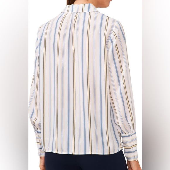 Halogen Vertical Stripe Woven Button-Up Shirt Size Small - Picture 4 of 10